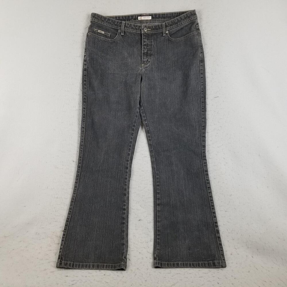 Lee‎ Jeans Womens 18 Gray Midrise Bootcut Stretch Denim 5 Pocket LMKH34663
